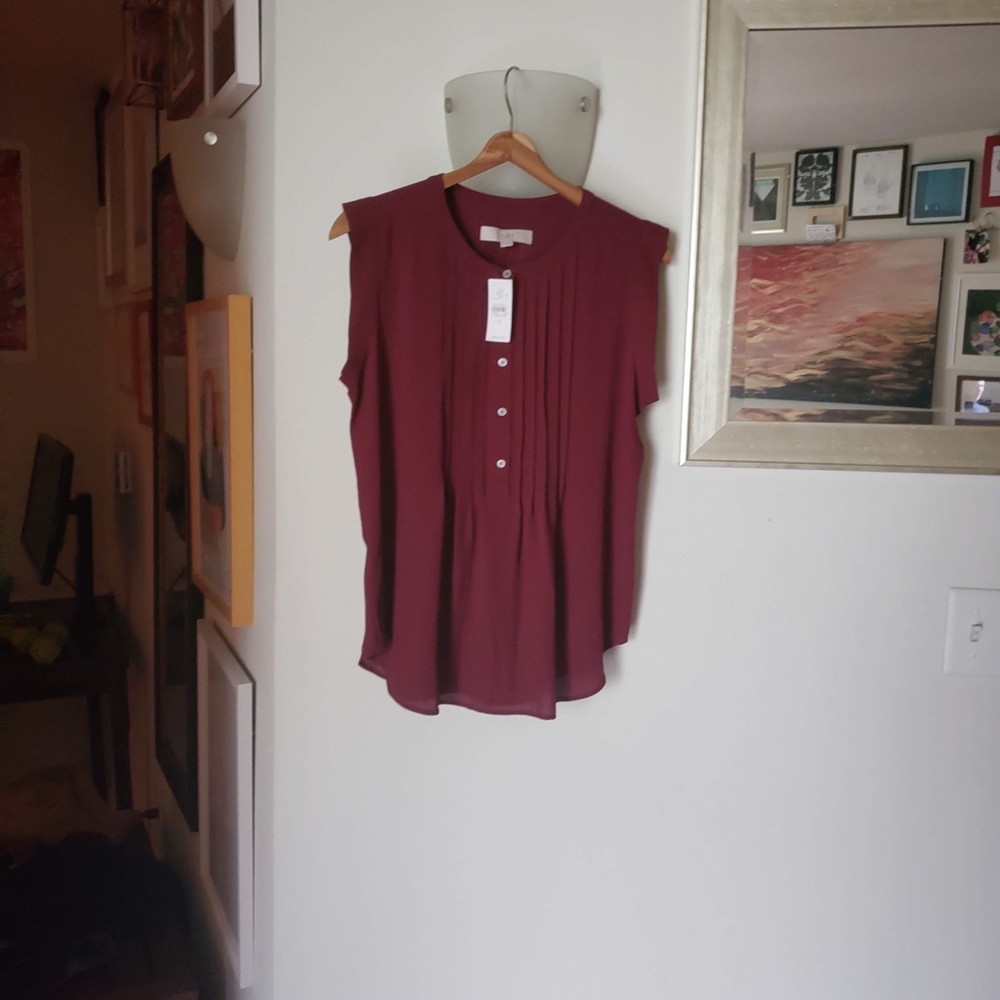 LOFT Oxblood Slinky Top. NWT! Beautifully draped!